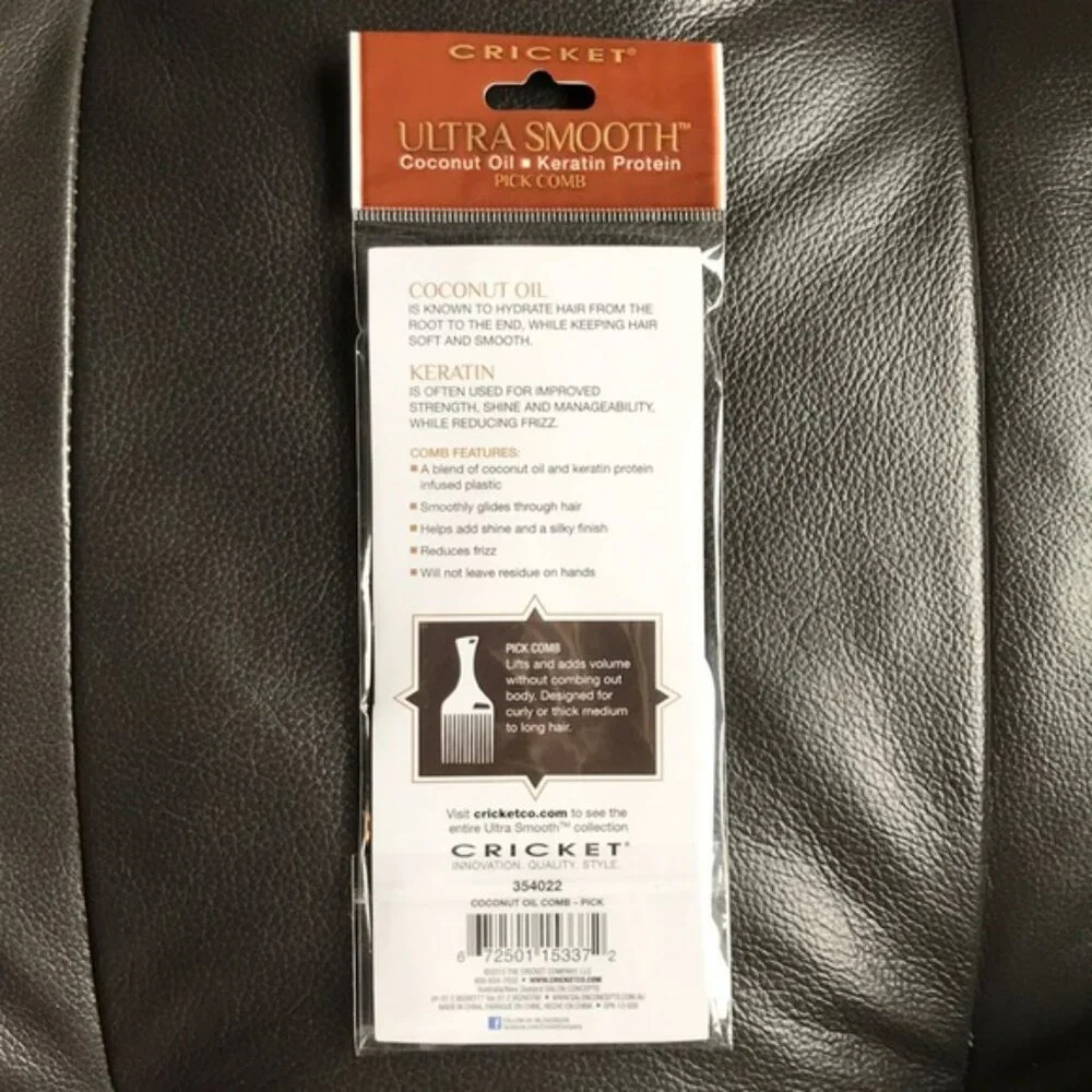 Ultra Smooth Coconut Hair Pick Comb - Infused with Coconut Oil & Keratin for ...